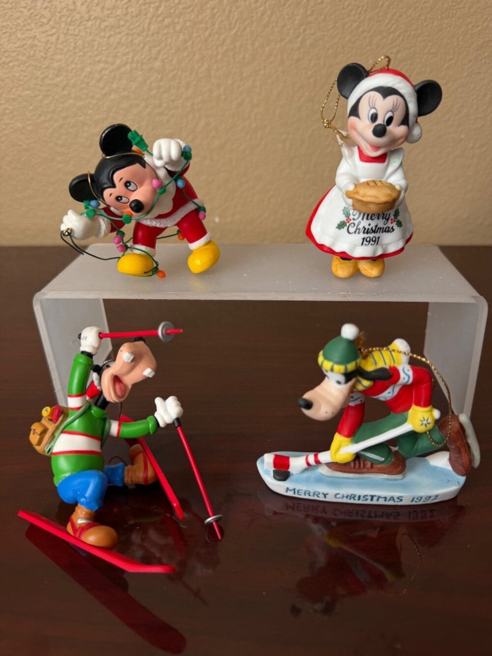 Vintage Grolier Disney Mickey & Friends Christmas Ornaments Lot of 4 1980s 90s
